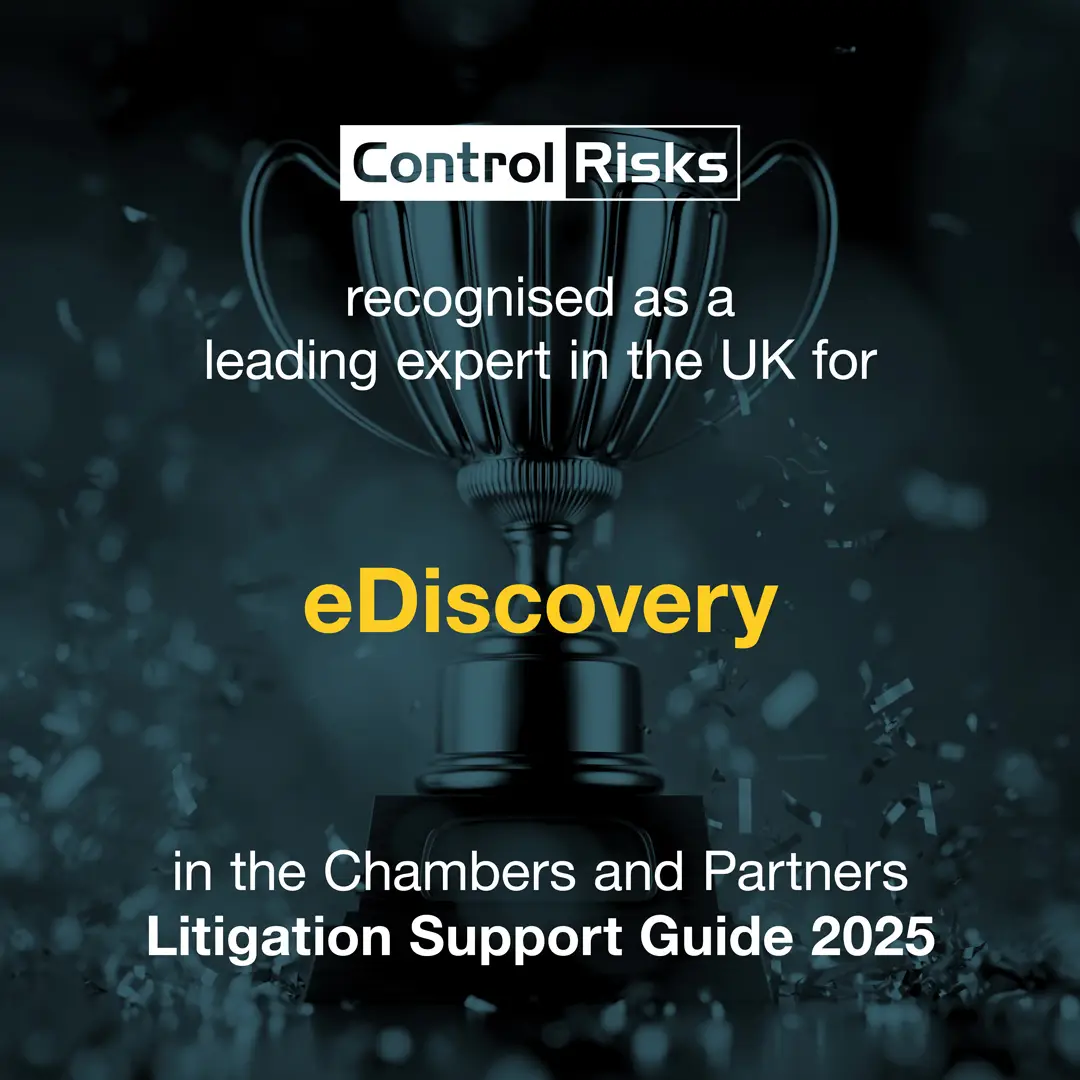 Control Risks recognised as a leading expert in the UK for eDiscovery
