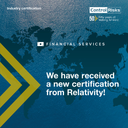 Financial Services certification from Relativity