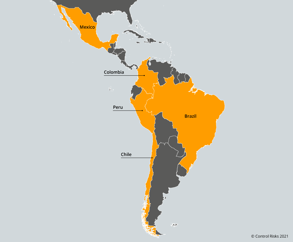 Latin Americas key markets map