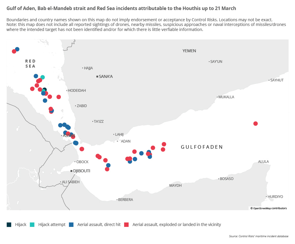 Houthi Indian Ocean threats: ships unlikely to divert routes 