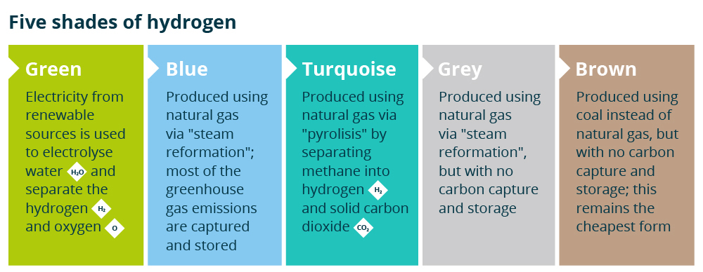 Five shades of hydrogen