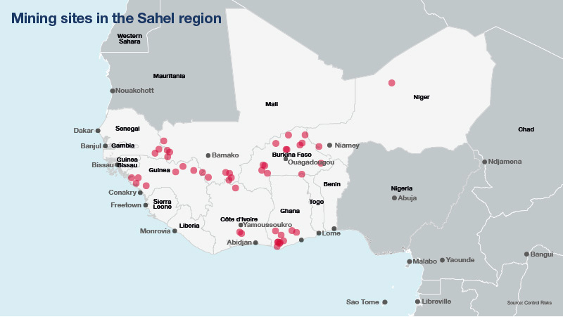 Mining sites in the Sahel region