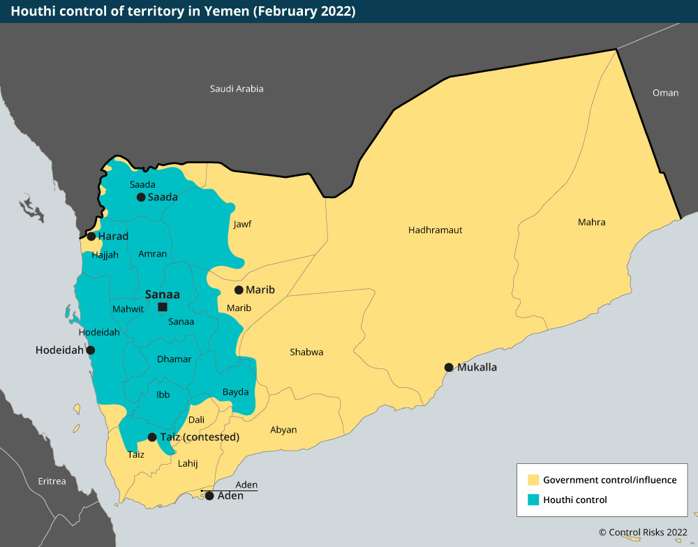 Houthi control of territory