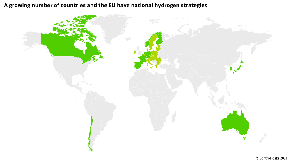 A growing number of countries have national hydrogen strategies
